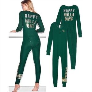 VS PINK Happy Holla Days Open Back Onesie Size Medium